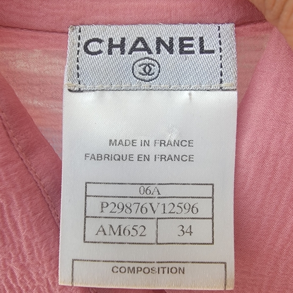 CHANEL fall 2006 runway pink ruffle blouse gold crystal logo buttons size 34 - Picture 8 of 16